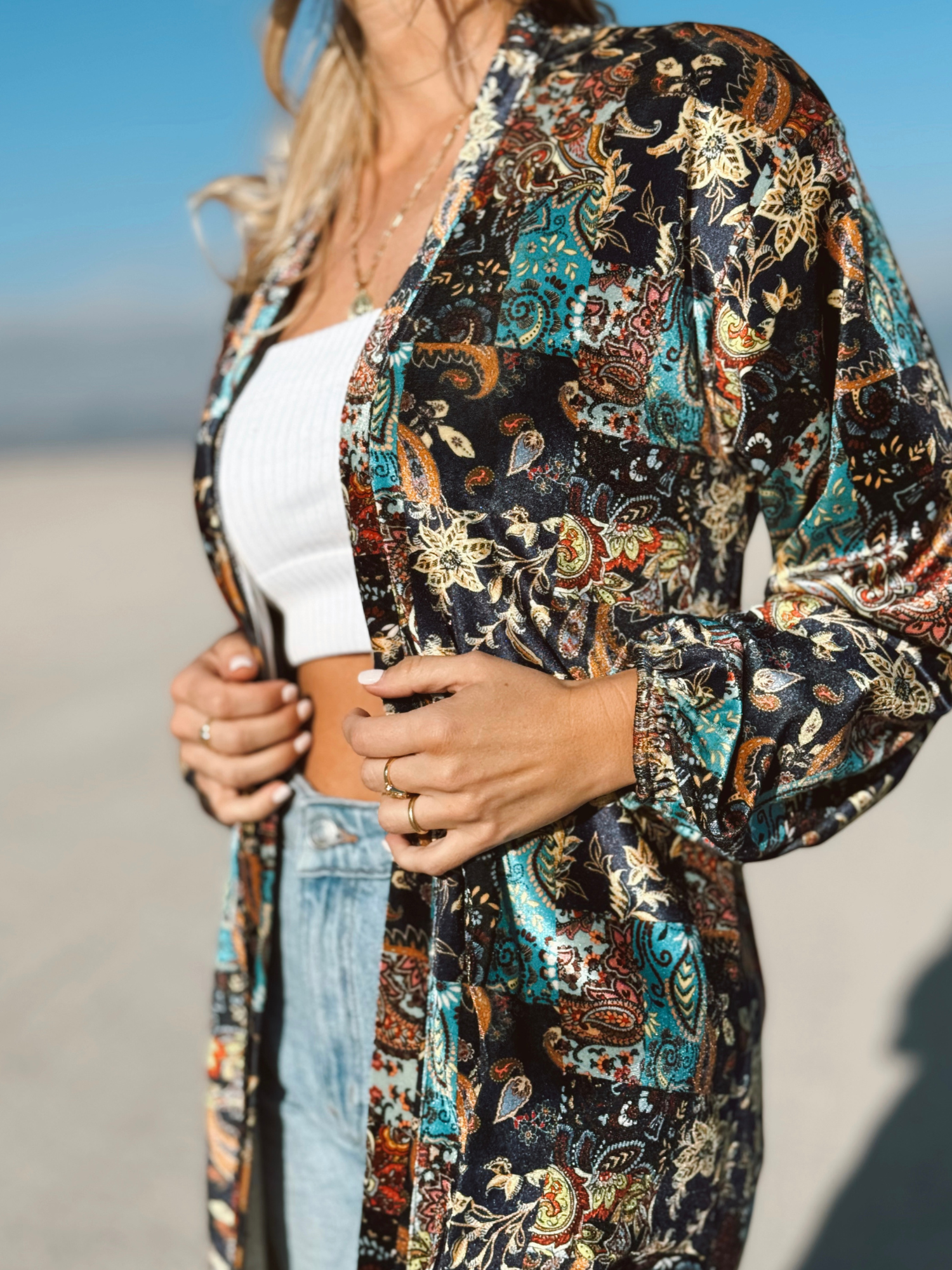 KIMONO VELVET BLUE