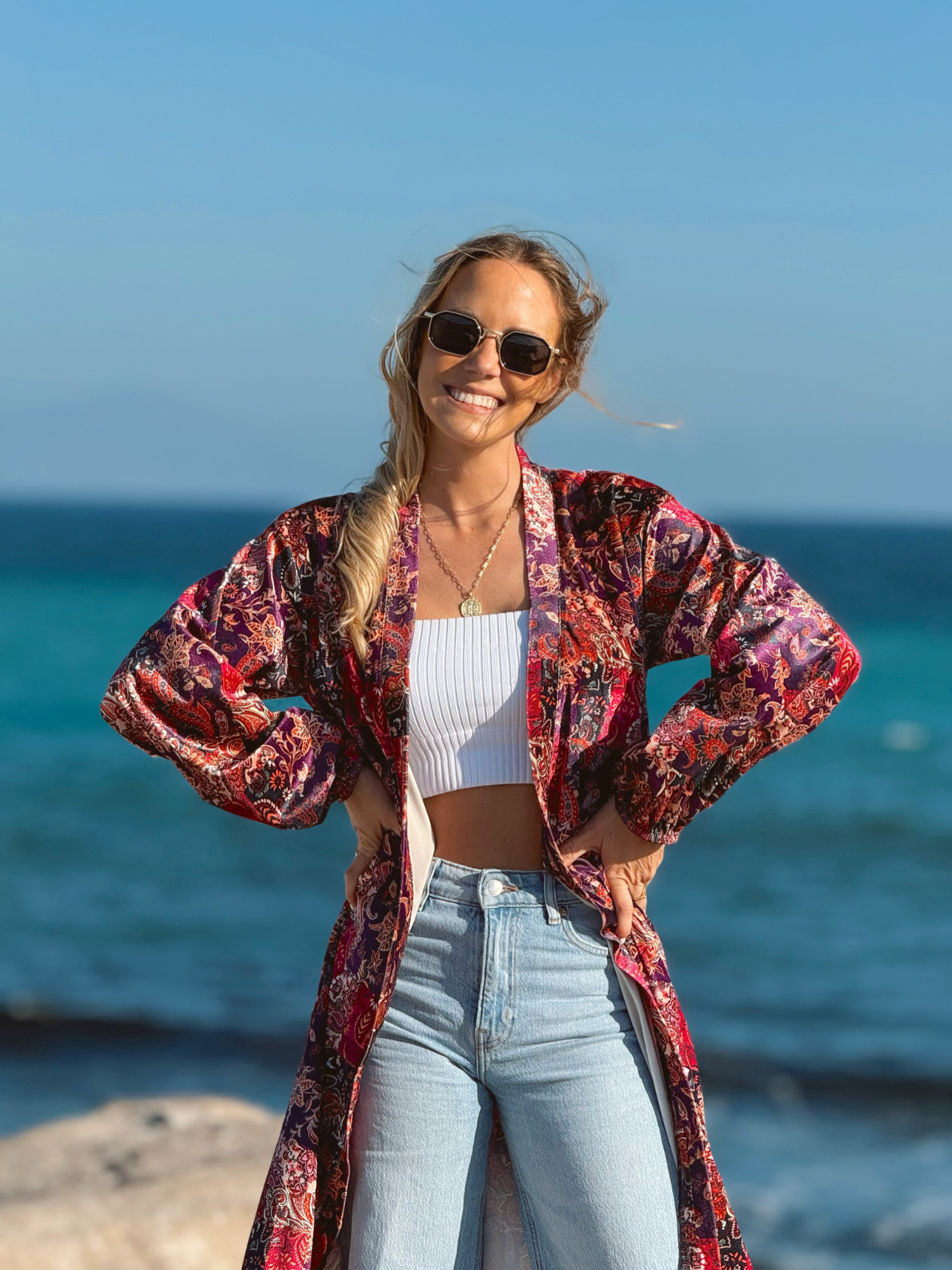 KIMONO VELVET RED