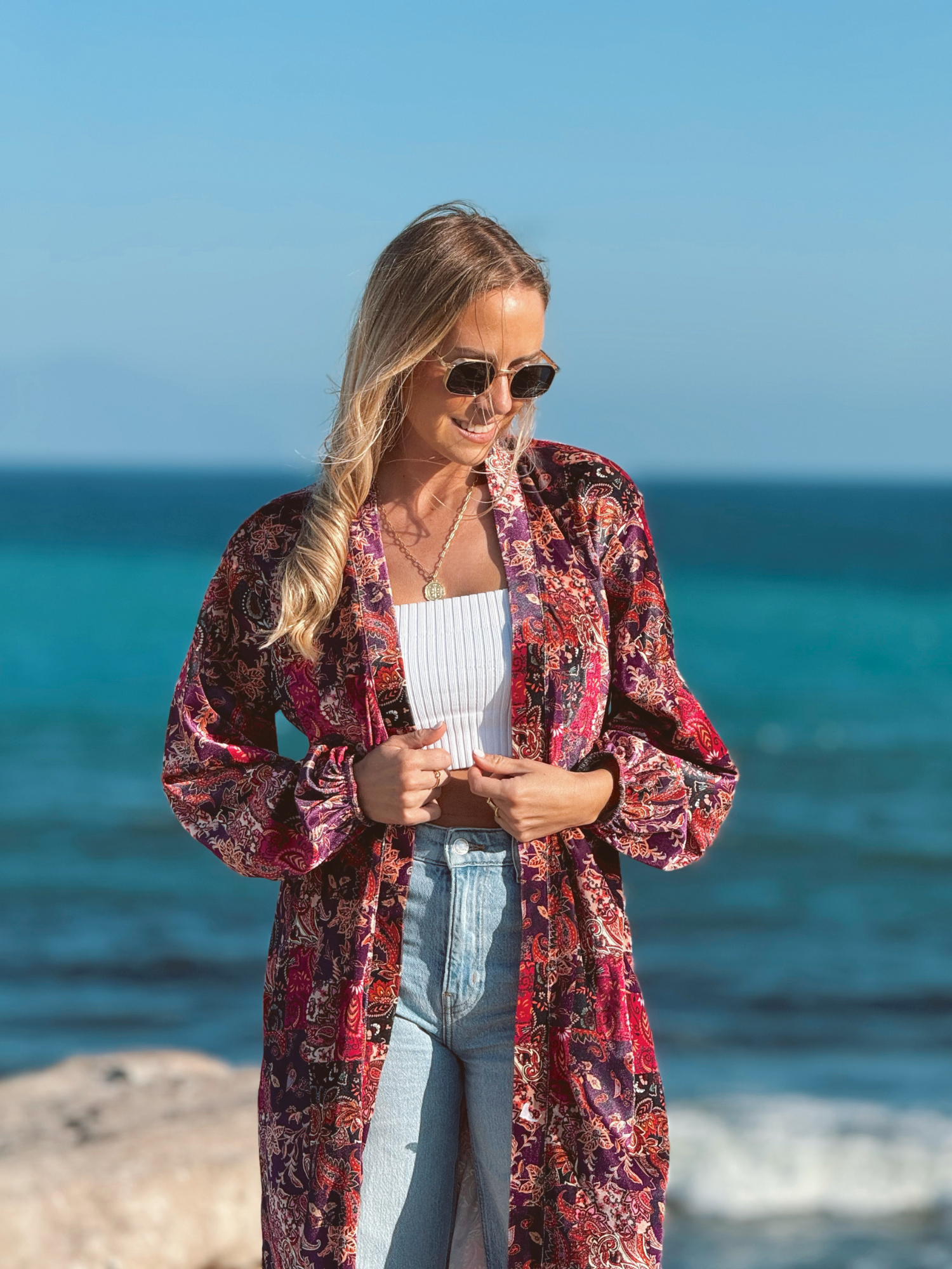 KIMONO VELVET RED