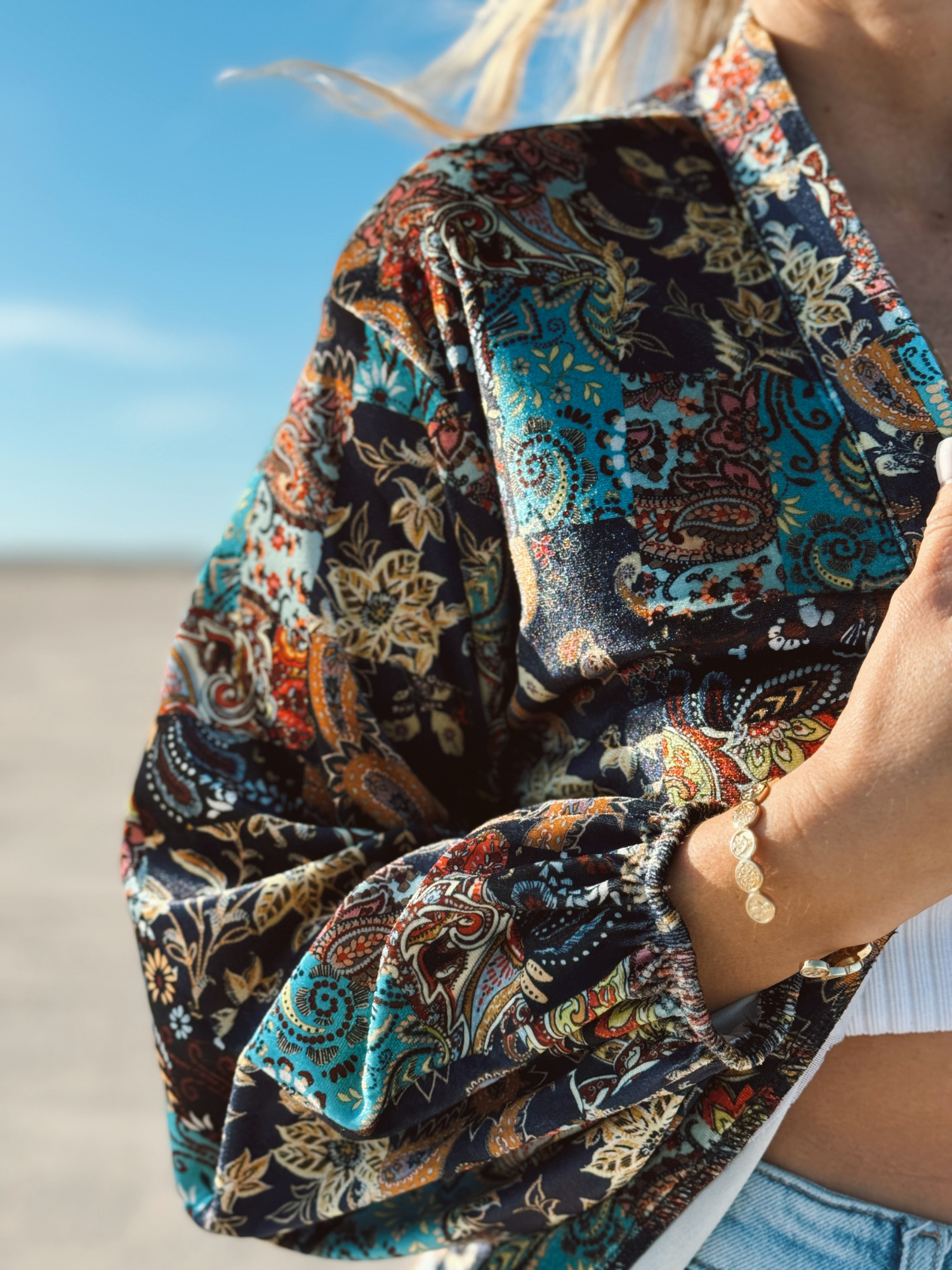 KIMONO VELVET BLUE